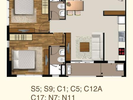 Alternative view of Saigon Mia Cho Thuê Căn 2PN 78m² – Full Nội Thất – Giá 16–17 Triệu/Tháng