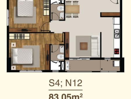 Alternative view of Căn Hộ Saigon Mia 83,05m² Cho Thuê – S4, N12 – Layout 2PN Diện Tích Lớn