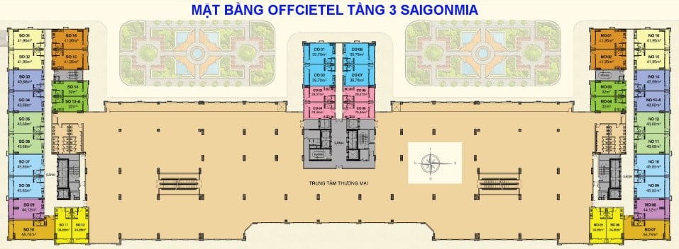 Mặt Bằng Officetel Saigon Mia Tầng 3