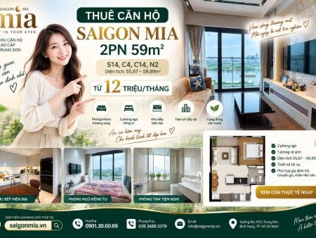 Thuê Căn Hộ Saigon Mia 2PN 59m² – S14, C4, C14, N2