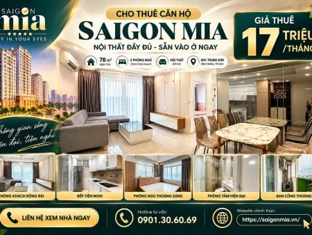 Cho Thuê Căn Hộ Saigon Mia 78m² – Nội Thất Đầy Đủ