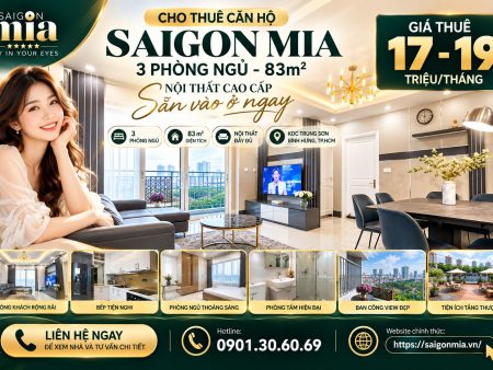 Cho Thuê Căn Hộ Saigon Mia 3 Phòng Ngủ 83m²
